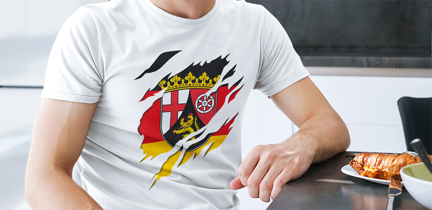 amazon kaufen Land Rheinland Pfalz Deutsche Fahne flagge und Wappen T shirt 