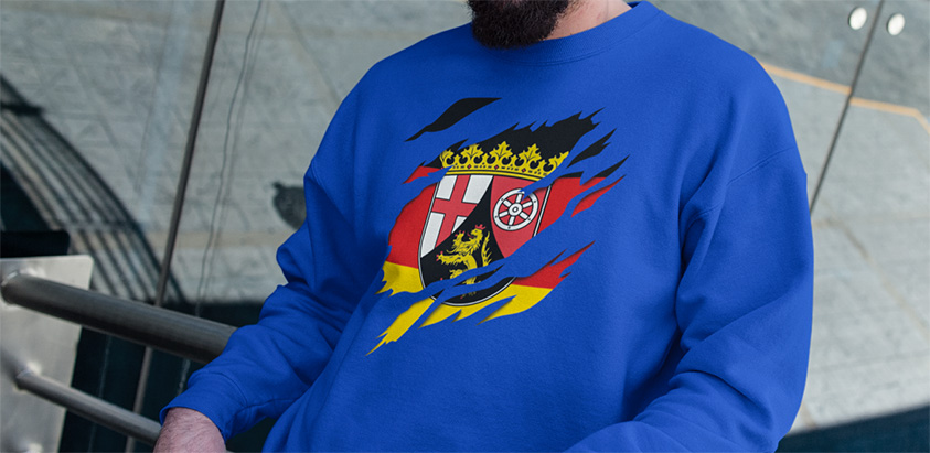 online kaufen Land Rheinland Pfalz Deutsche Fahne flagge und Wappen sweatshirt pullover