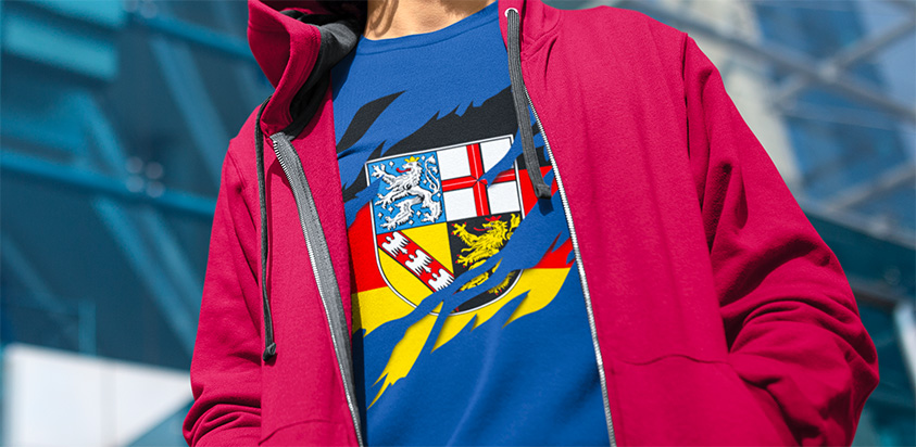 amazon kaufen Land Saarland Deutsche Fahne flagge und Wappen Langarmshirt 