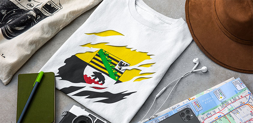 online kaufen Land Sachsen Anhalt Deutsche Fahne flagge und Wappen T shirt
