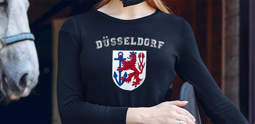 amazon kaufen Stadt Duesseldorf Fahne flagge und Wappen Langarmshirt