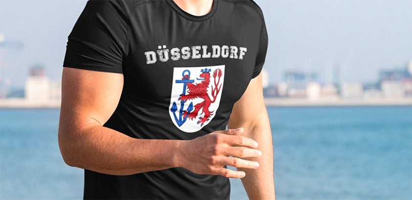 online bedrucken Stadt Duesseldorf Fahne flagge und Wappen t shirt 