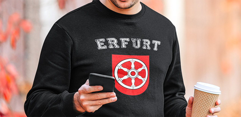 online bestellen Stadt Erfurt Fahne flagge und Wappen sweatshirt pullover