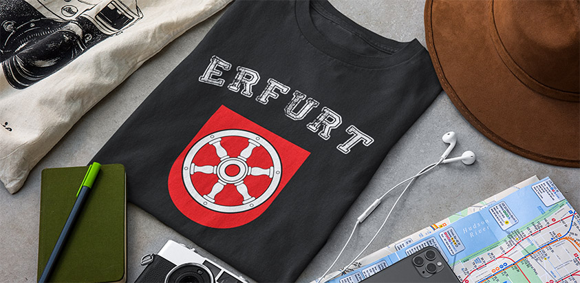 online kaufen Stadt Erfurt Fahne flagge und Wappen t shirt