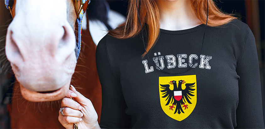 amazon kaufen Stadt Luebeck Fahne flagge und Wappen Langarmshirt 