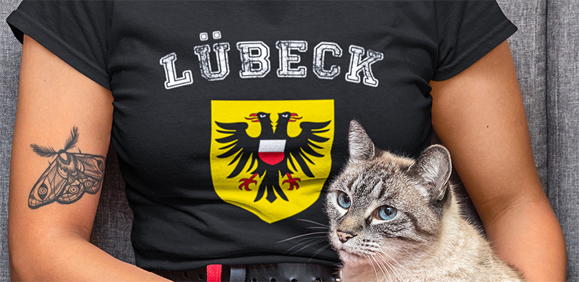 online bestellen Stadt Luebeck Fahne flagge und Wappen t shirt