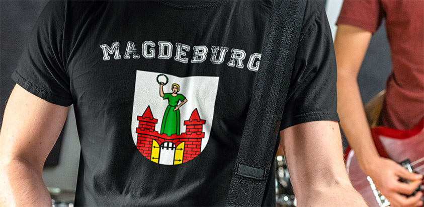 online bedrucken Stadt Magdeburg Fahne flagge und Wappen t shirt