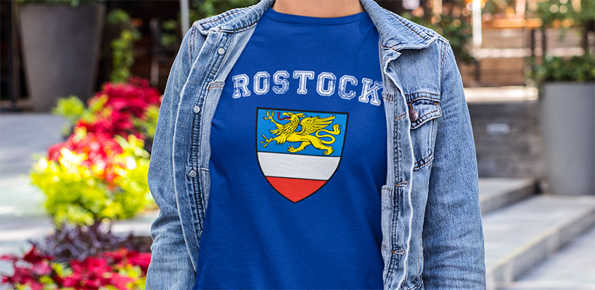 amazon bestellen Stadt Rostock Fahne flagge und Wappen Langarmshirt