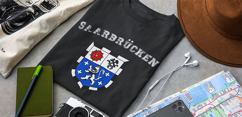 online bestellen Stadt Saarbrücken Fahne flagge und Wappen t shirt