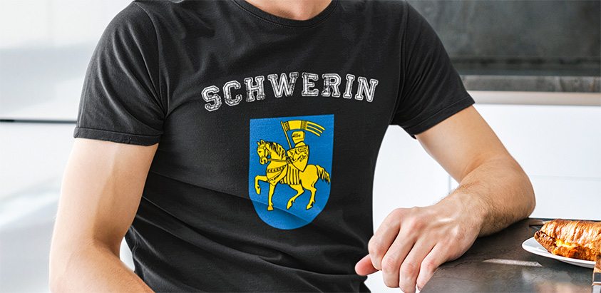 online bestellen Stadt Schwerin Fahne flagge und Wappen t shirt 