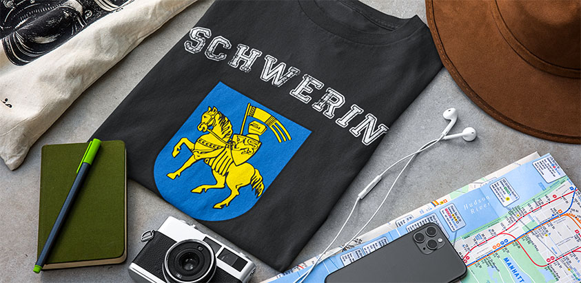 online bestellen Stadt Schwerin Fahne flagge und Wappen t shirt