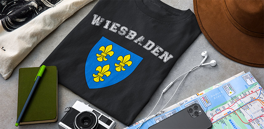 online bestellen Stadt Wiesbaden Fahne flagge und Wappen t shirt