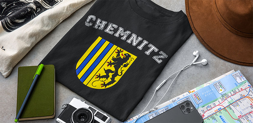 online kaufen Stadt chemnitz Fahne flagge und Wappen t shirt