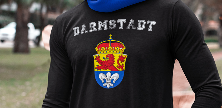 online bestellen Stadt darmstadt Fahne flagge und Wappen Langarmshirt 
