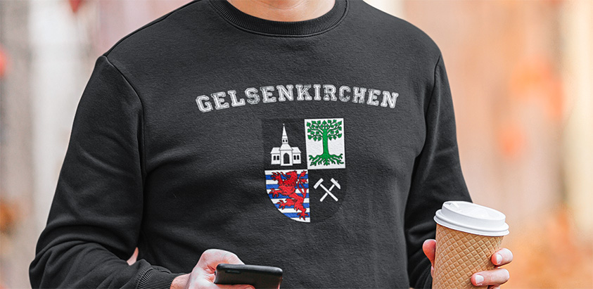 amazon bestellen Stadt gelsenkirchen Fahne flagge und Wappen sweatshirt pullover
